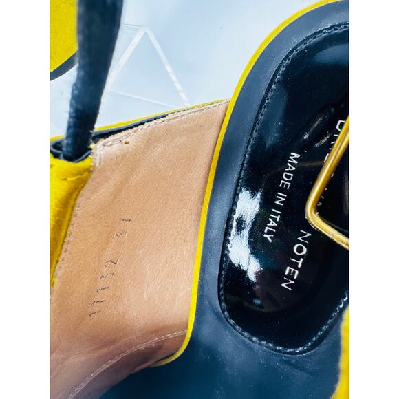 Dries Van Noten Yellow Mustard Suede Mules Slip-On Block Heel Designer EU 37 - Picture 5 of 10